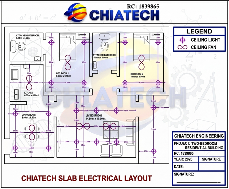 Two bedroom electrical layout A
