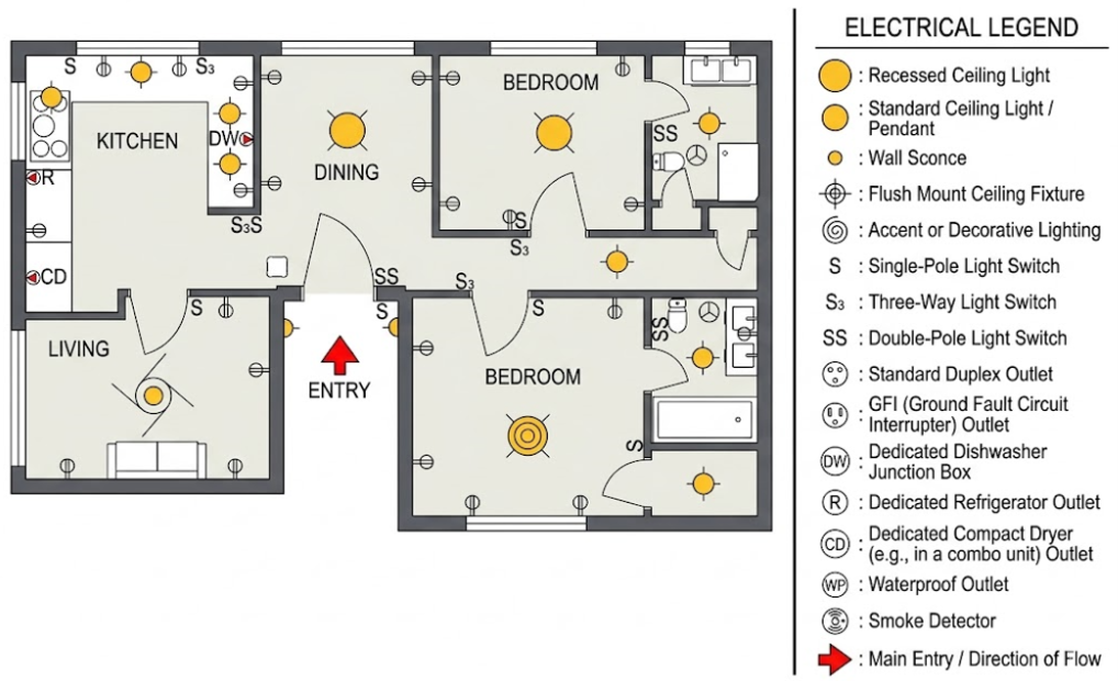 Two bedroom electrical layout B