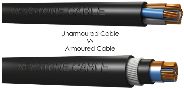 Unarmoured and armoured cable comparison